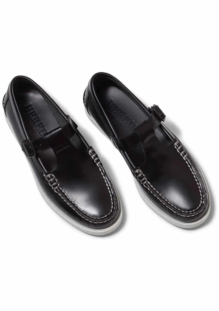 Alber T-Bar Nautic Loafer Black/White