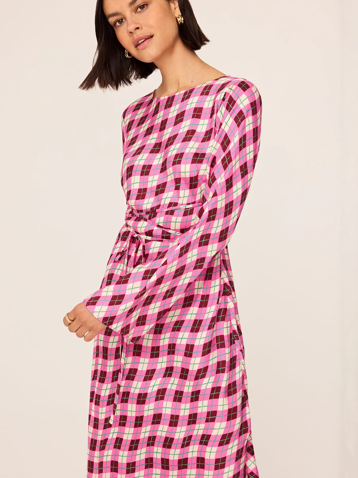 Alexa Pink Argyle Print Dress