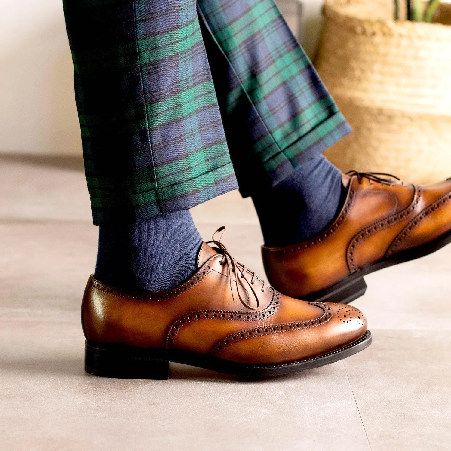 Ambrogio Bespoke Men's Shoes Brown Calf-Skin Leather Full Brogue Oxfords (AMB2324)