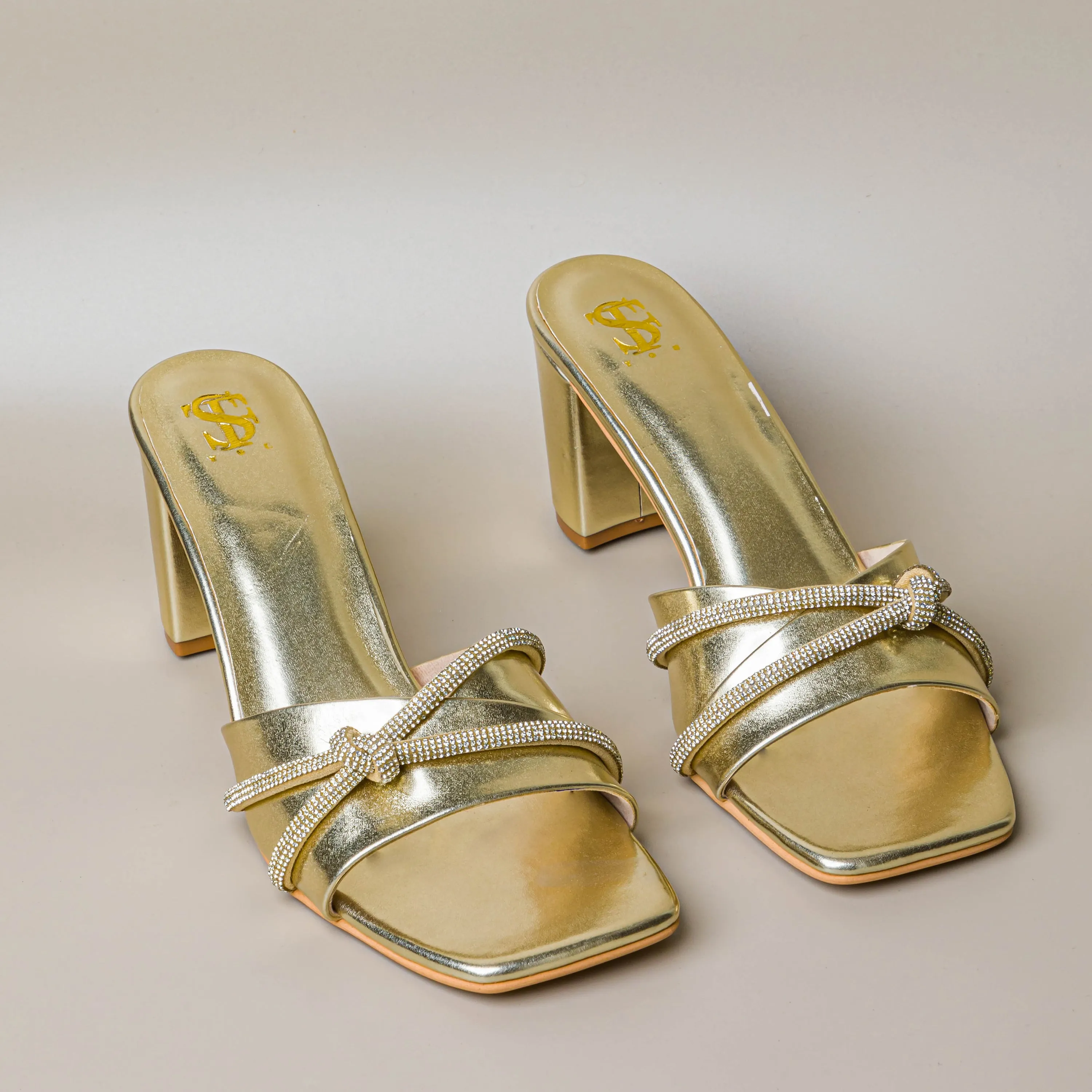 Andria Gold Lacey mules