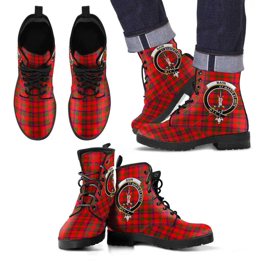 Bain Tartan Clan Badge Leather Boots