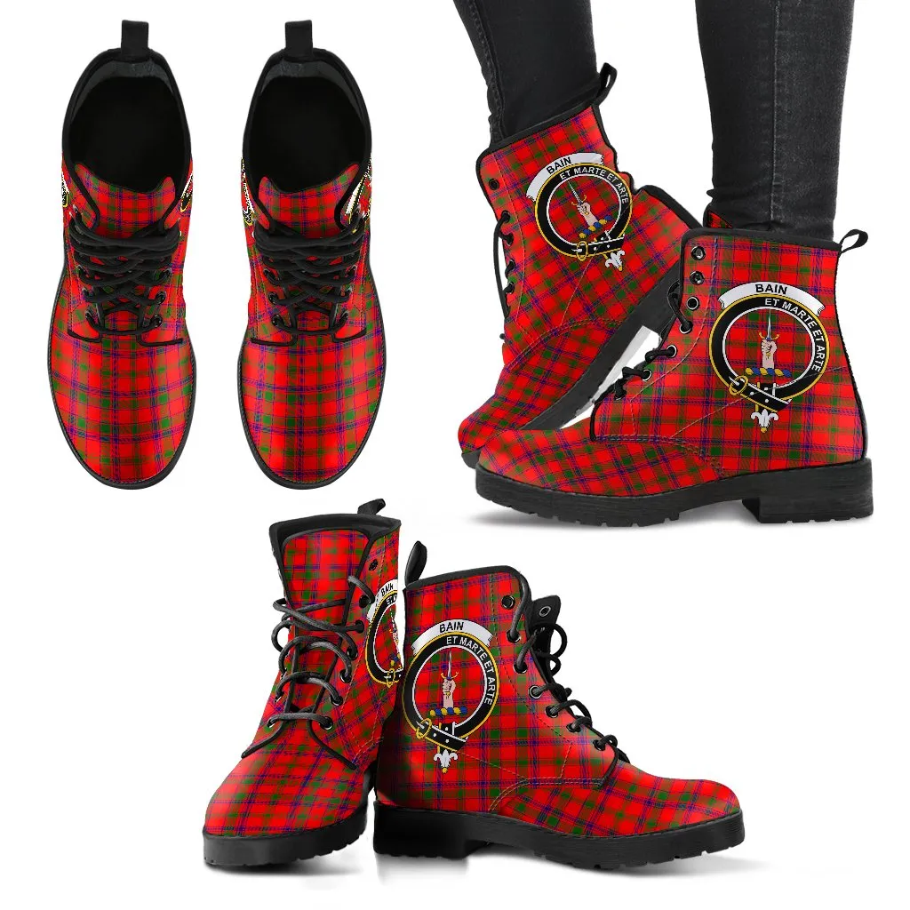 Bain Tartan Clan Badge Leather Boots