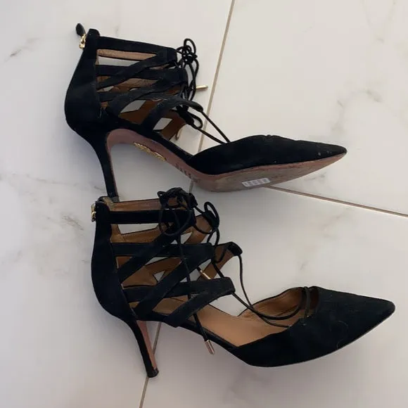 Black Suede Heels - 8