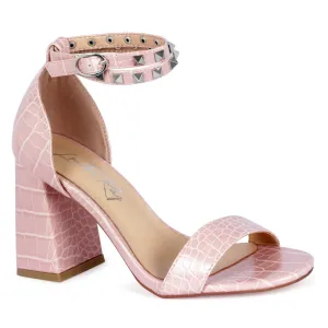 Block Heel Textured Sandals