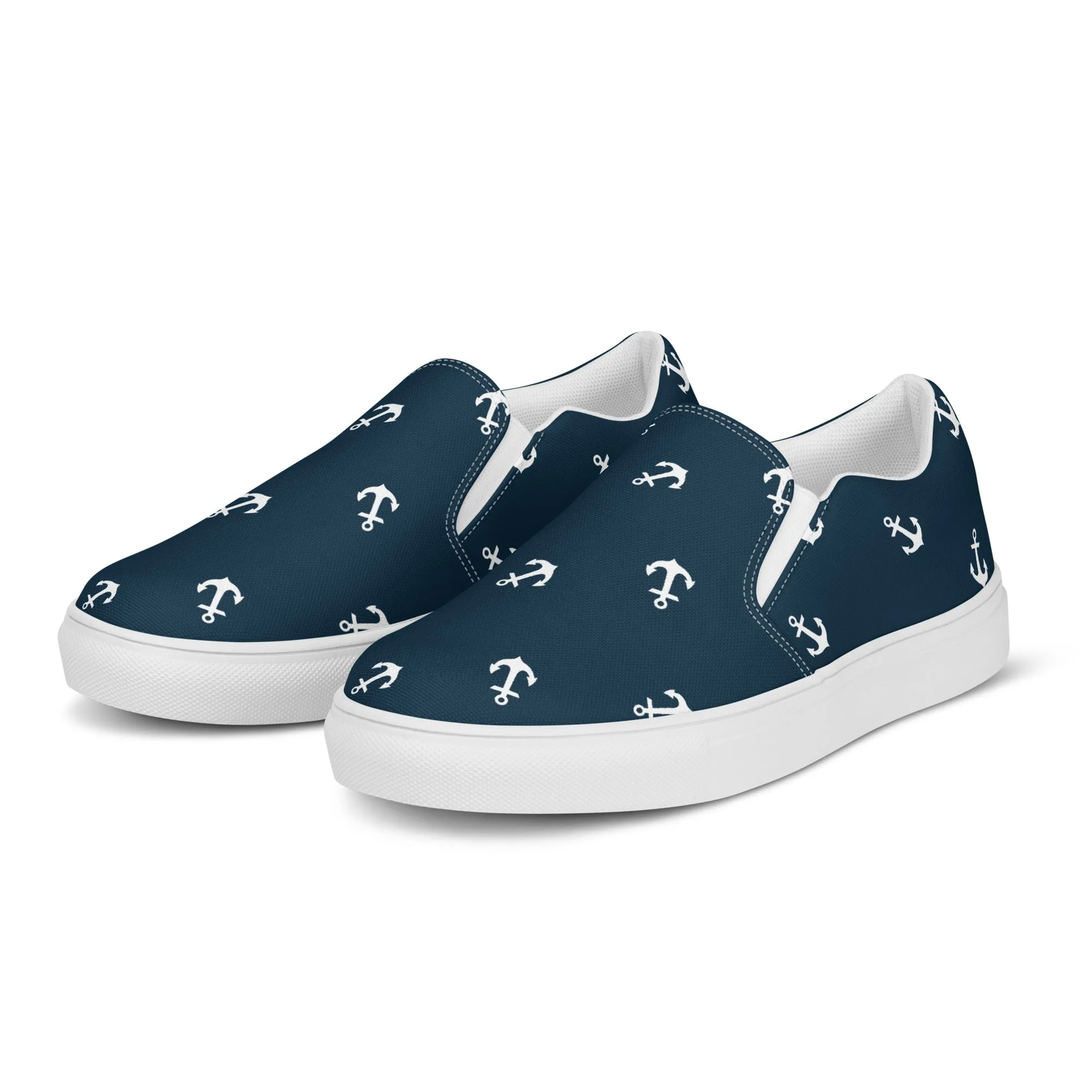 Blue Nautical Themed Women’s slip-on canvas shoes