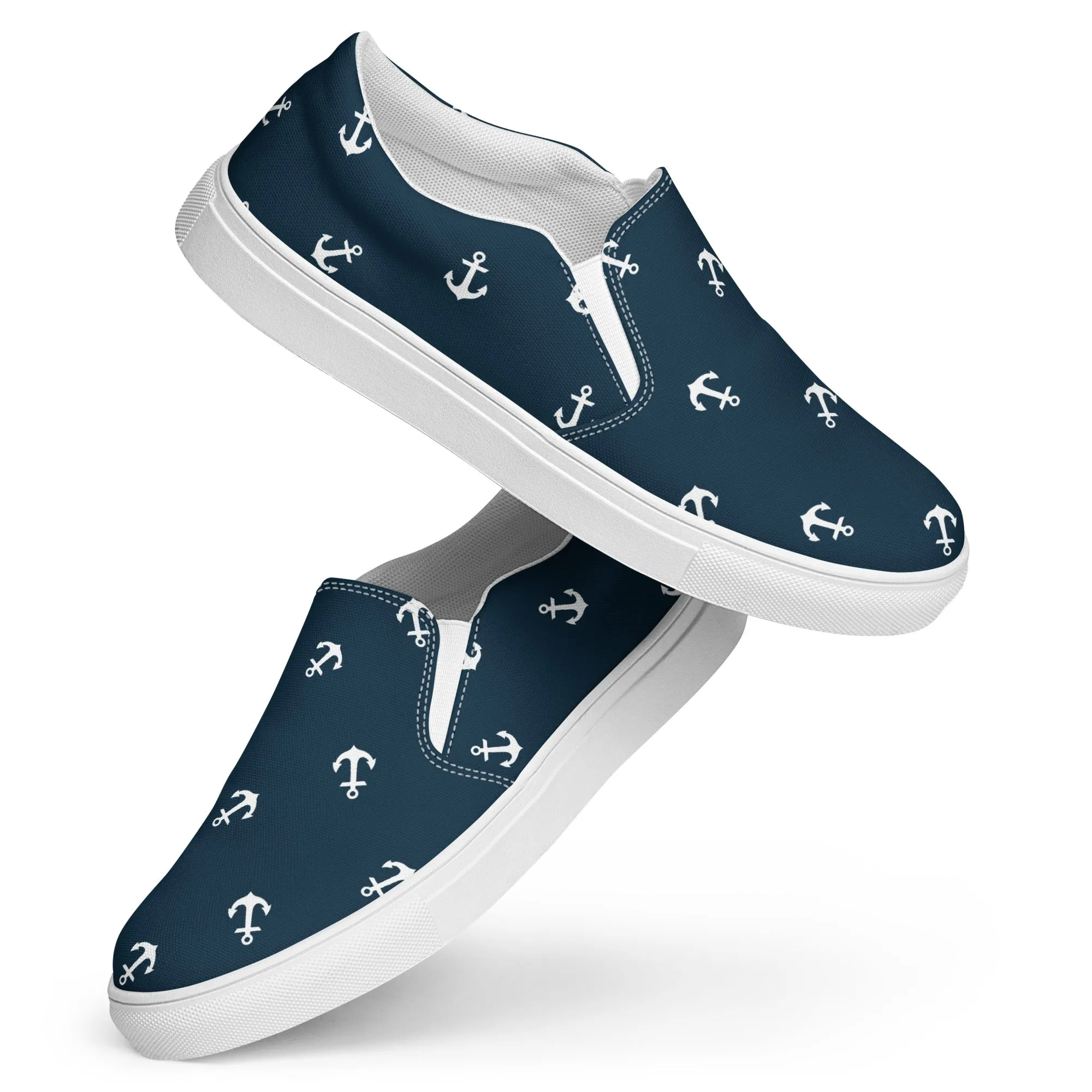Blue Nautical Themed Women’s slip-on canvas shoes