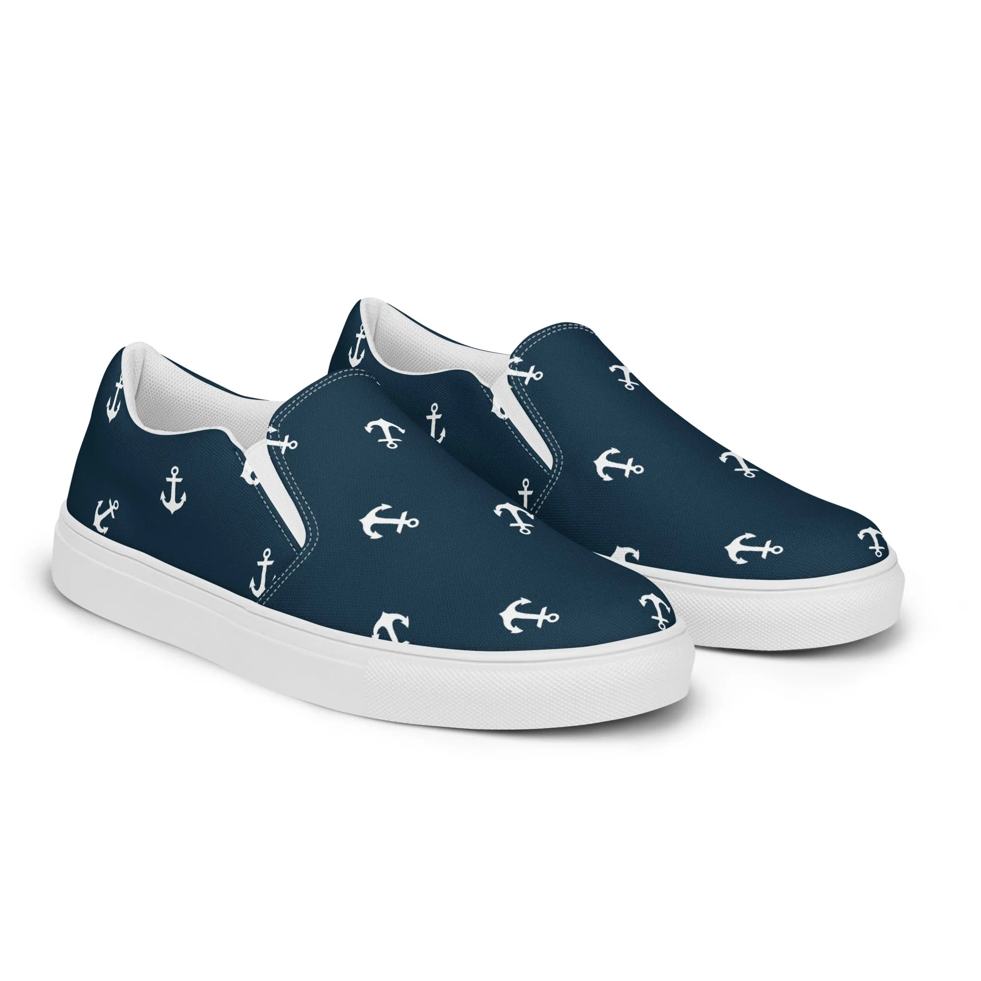 Blue Nautical Themed Women’s slip-on canvas shoes
