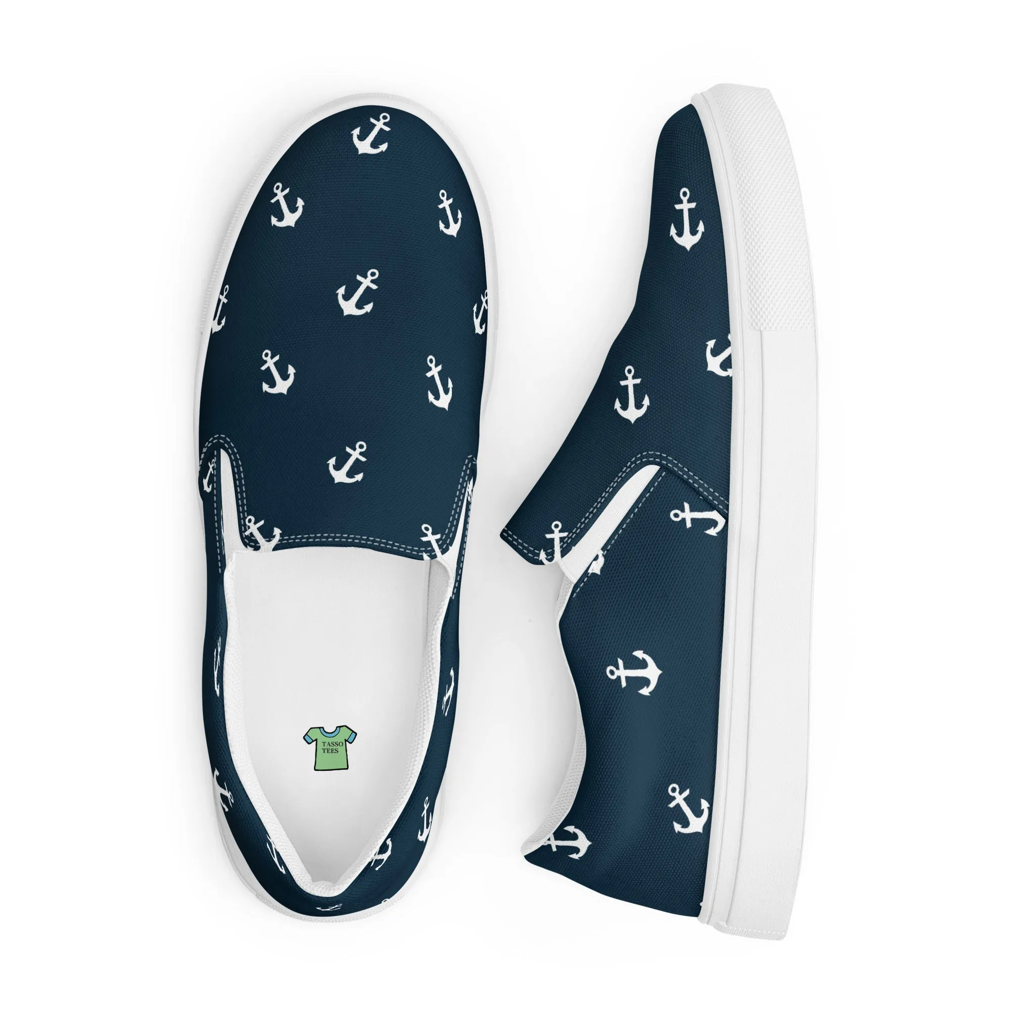 Blue Nautical Themed Women’s slip-on canvas shoes