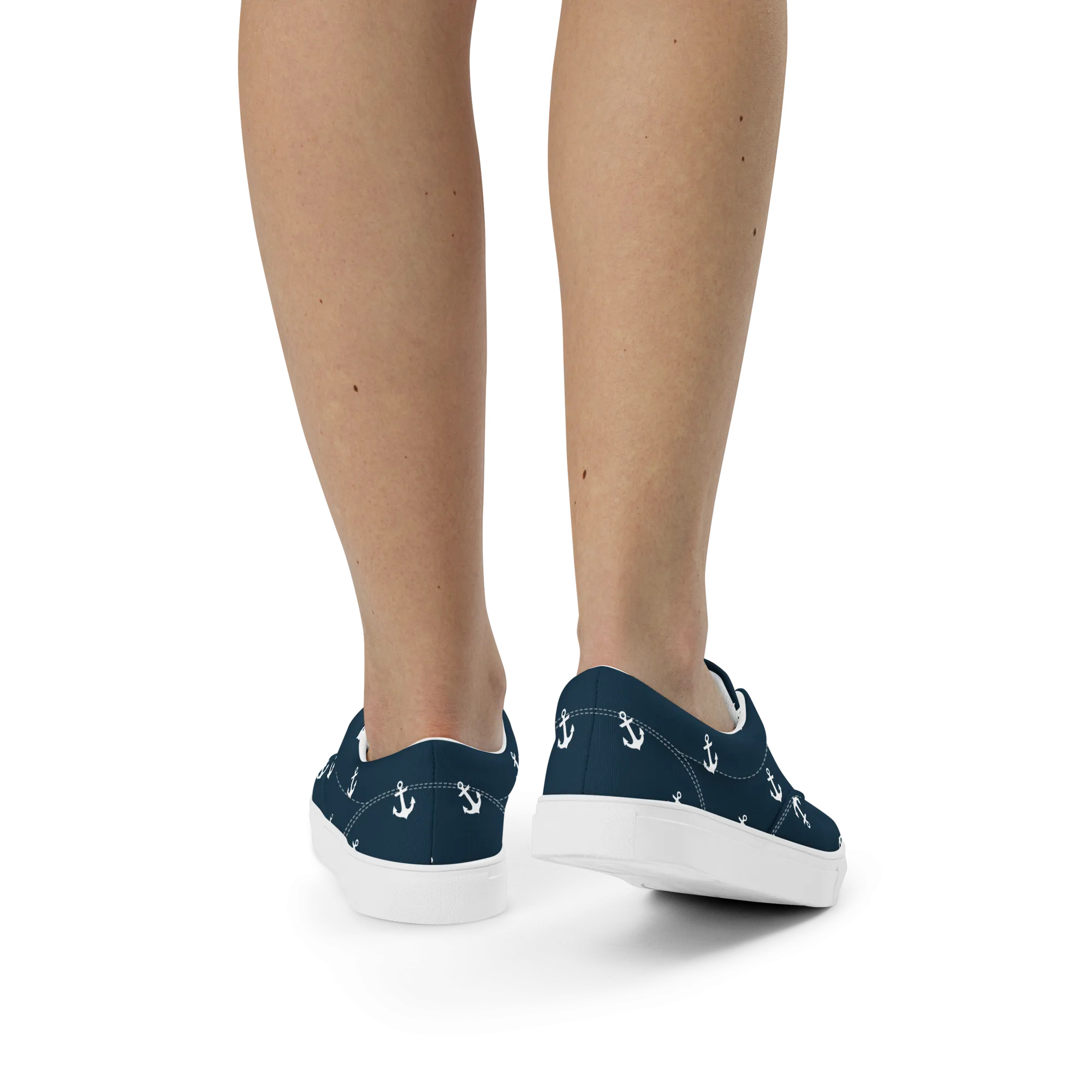 Blue With Nautical Anchors Women’s lace-up canvas shoes