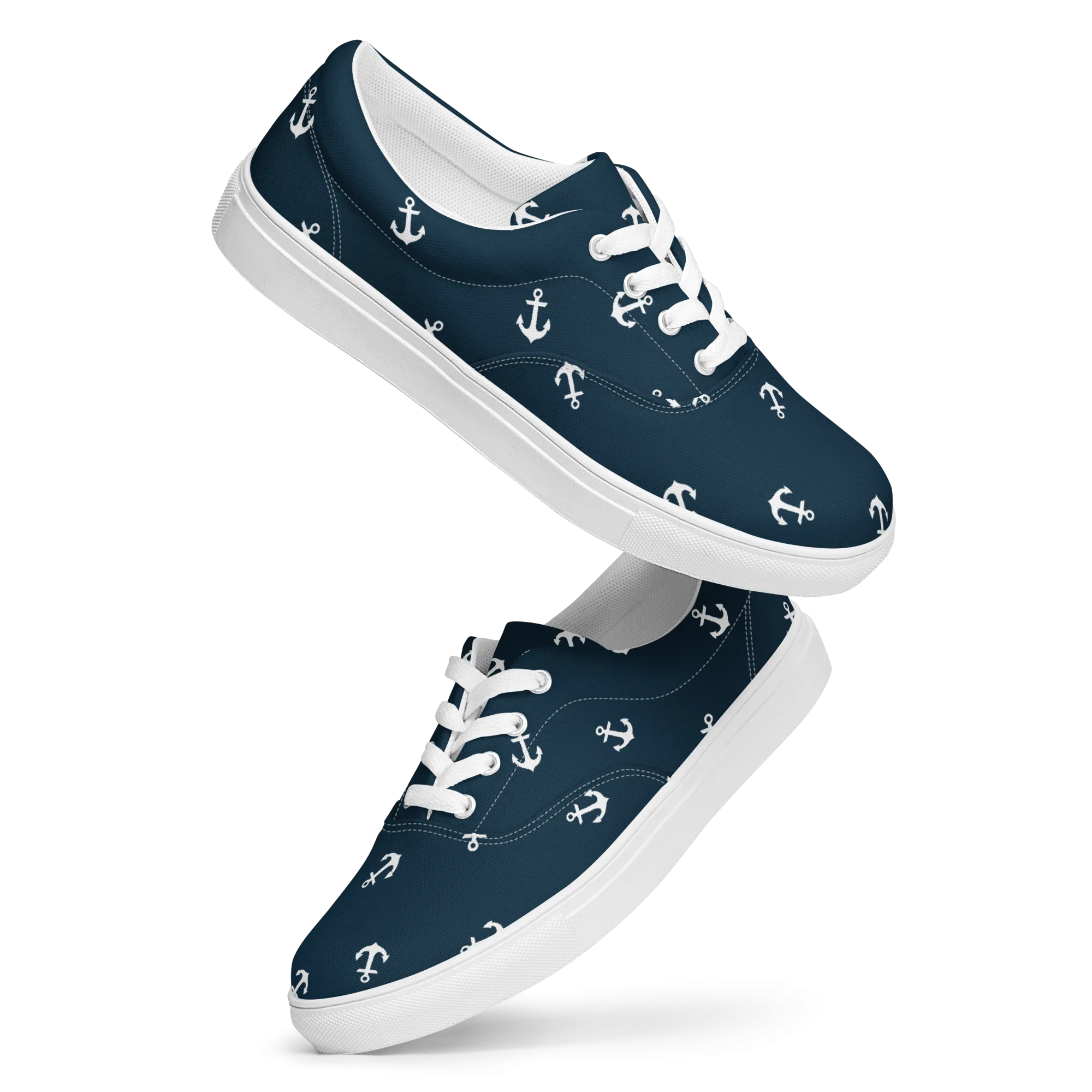Blue With Nautical Anchors Women’s lace-up canvas shoes