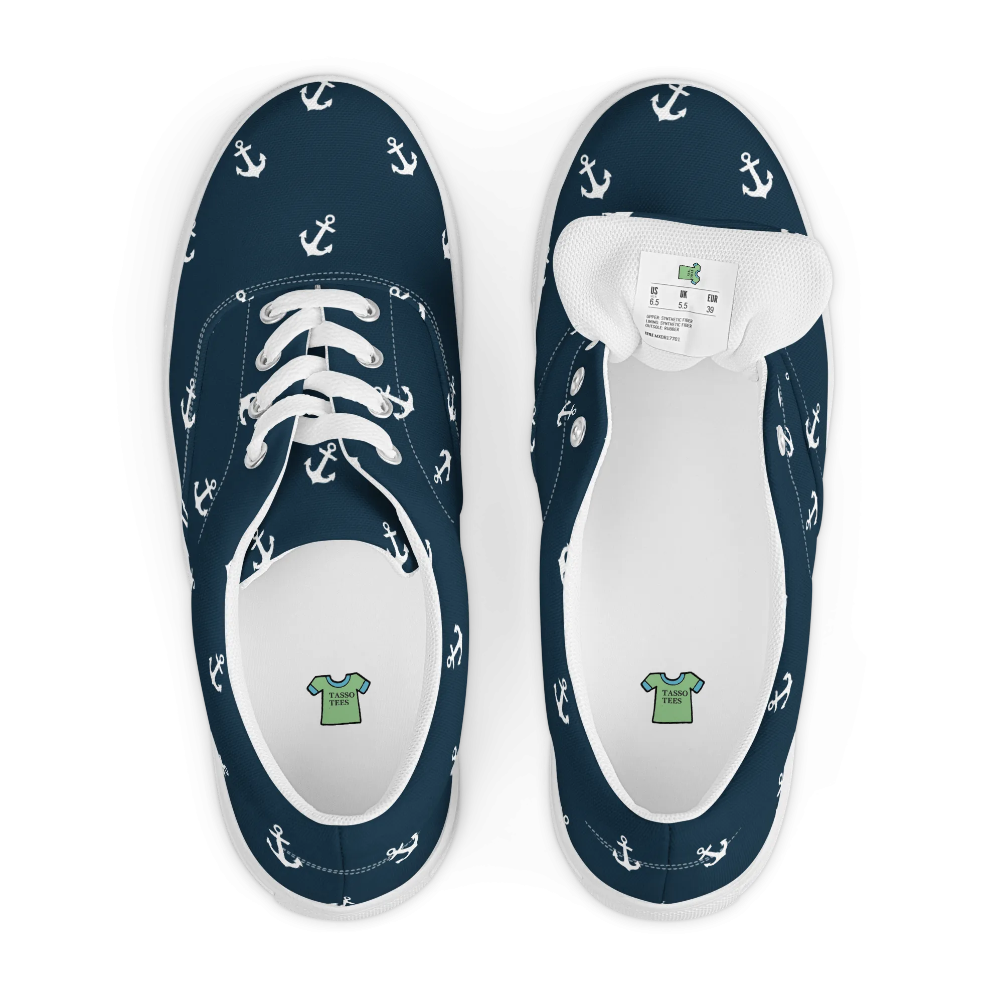 Blue With Nautical Anchors Women’s lace-up canvas shoes
