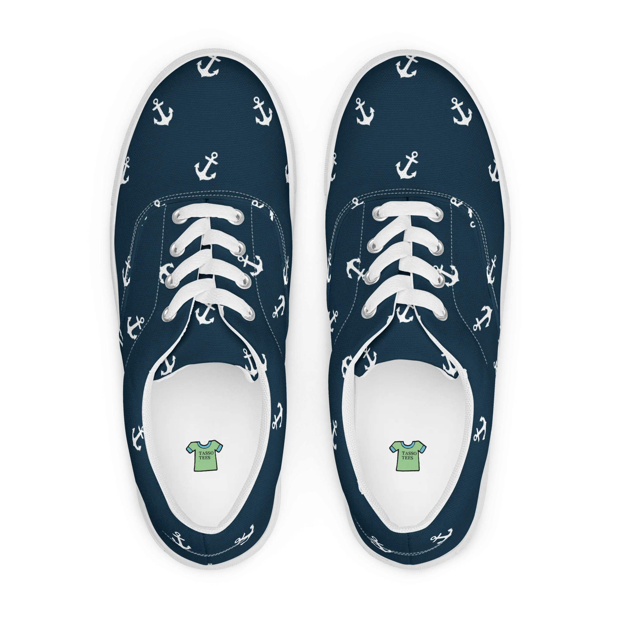 Blue With Nautical Anchors Women’s lace-up canvas shoes
