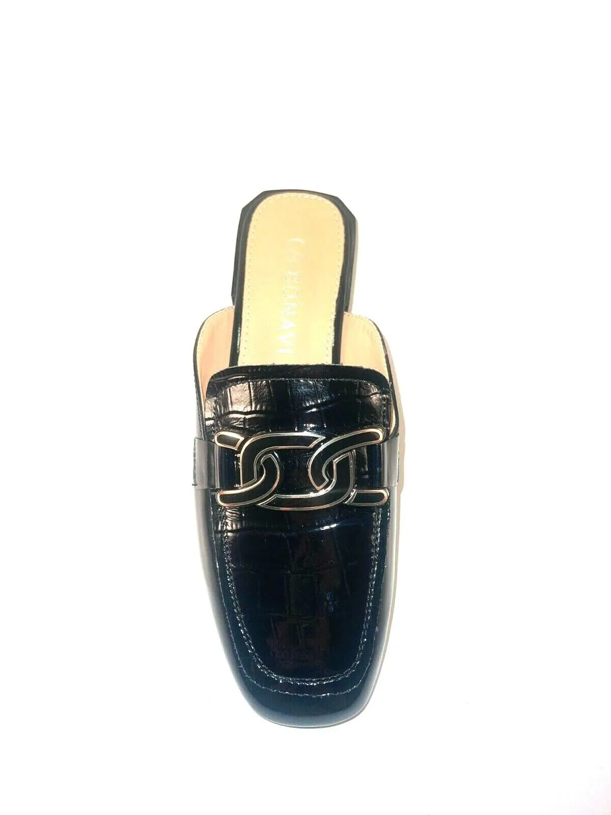 BONAVI 21V17-1 Flat Patent Leather Mule