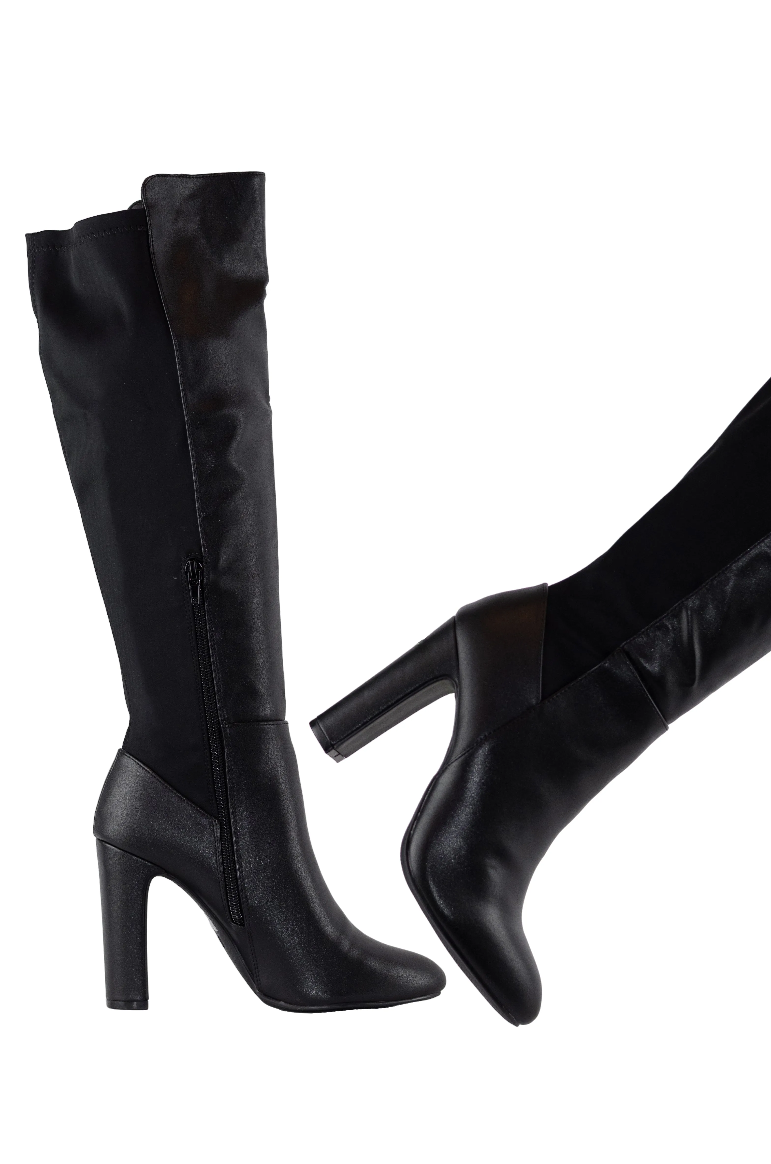 Brandy - Knee High Boots, Suede Material with Stretch Back, Stylish Winter Footwear, Comfortable & Chic for Casual or Dressy Outfits