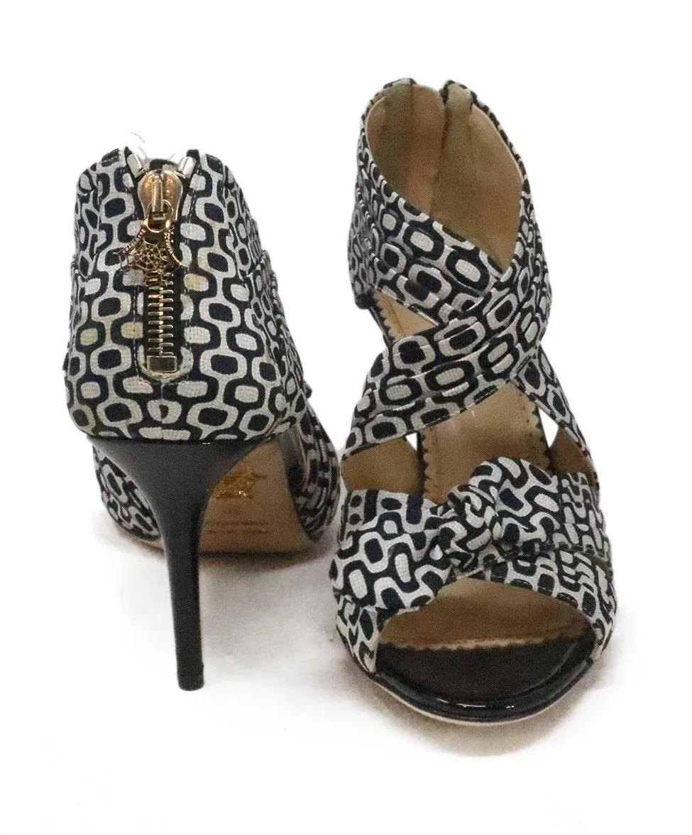 Charlotte Olympia Black & White Silk Heels sz 8