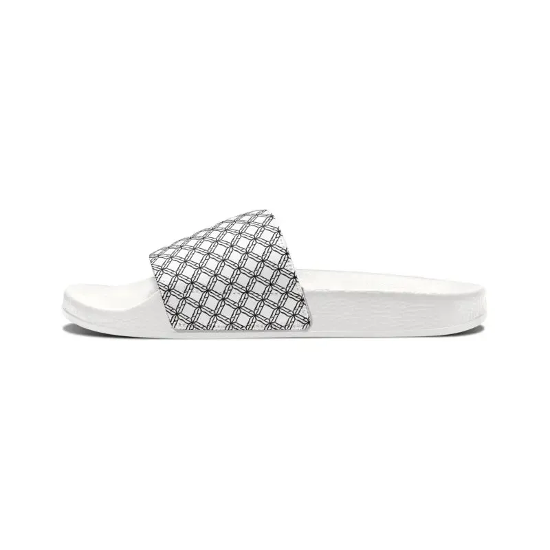Chill in Style White Checkered Pattern Sandals