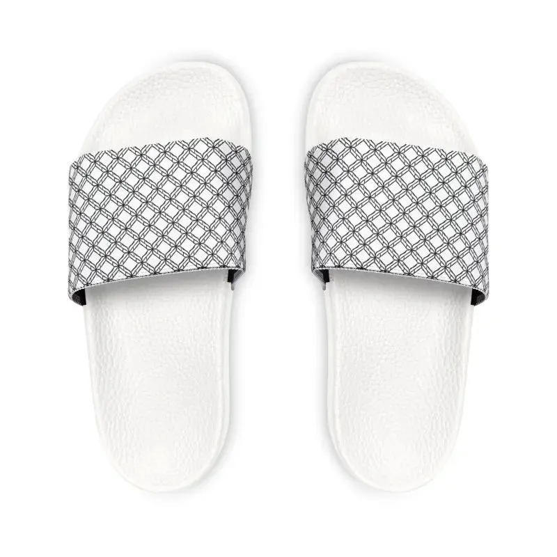 Chill in Style White Checkered Pattern Sandals