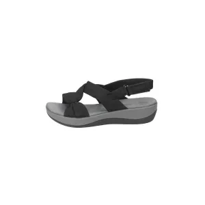 Clarks Strap Flat Sandals Fabric Black Colour For Women