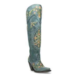Dan Post Women's Flower Child Snip Toe Leather Tall Boots - Turquoise DP3271