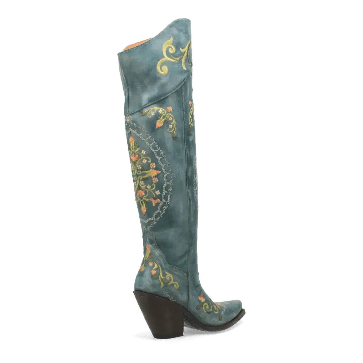 Dan Post Women's Flower Child Snip Toe Leather Tall Boots - Turquoise DP3271