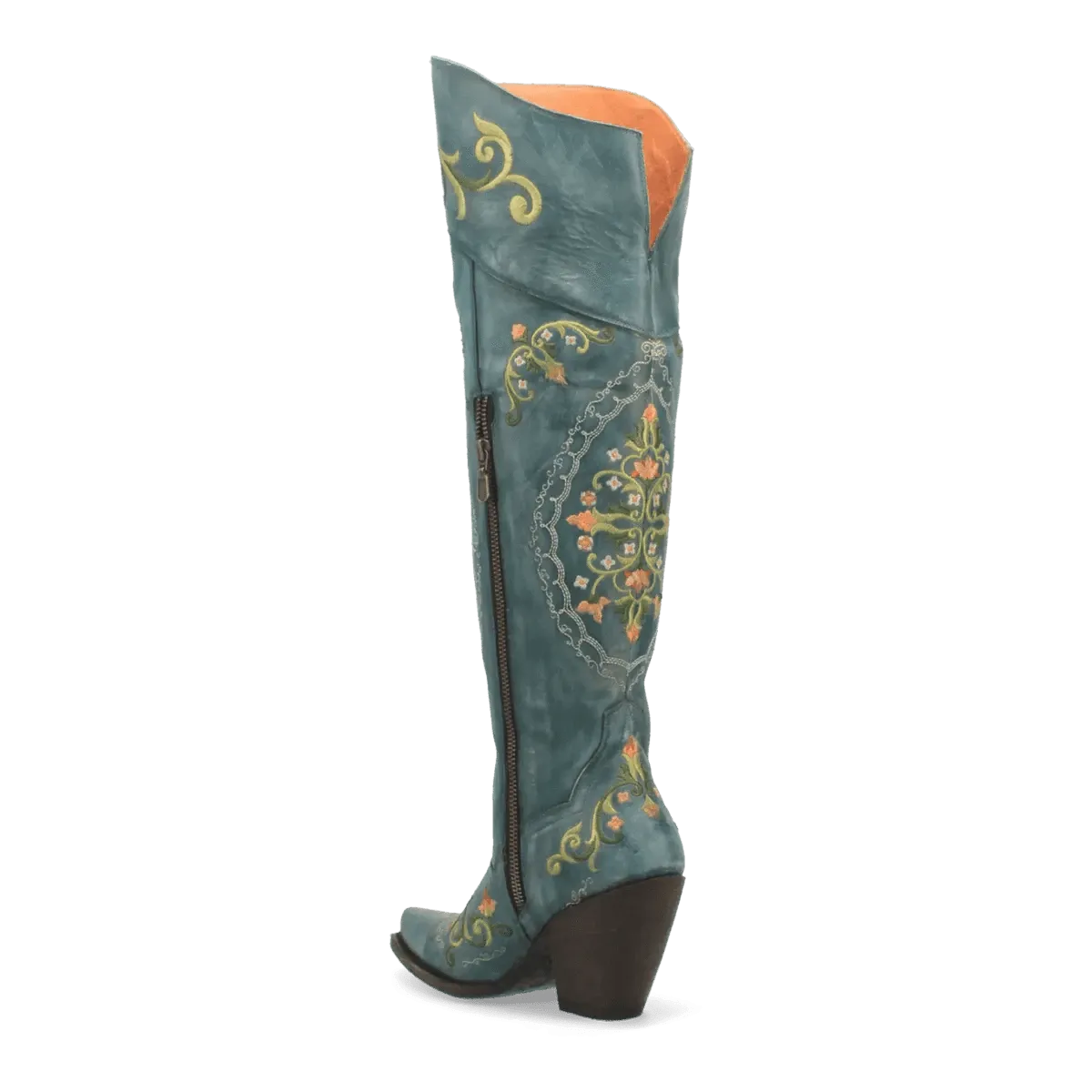Dan Post Women's Flower Child Snip Toe Leather Tall Boots - Turquoise DP3271