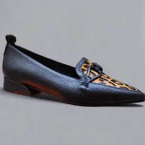 Dibia Black dress shoe with leopard detail