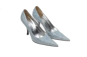 Dolce & Gabbana - Light Blue Crocodile Pointed Toe Heels - IT 39