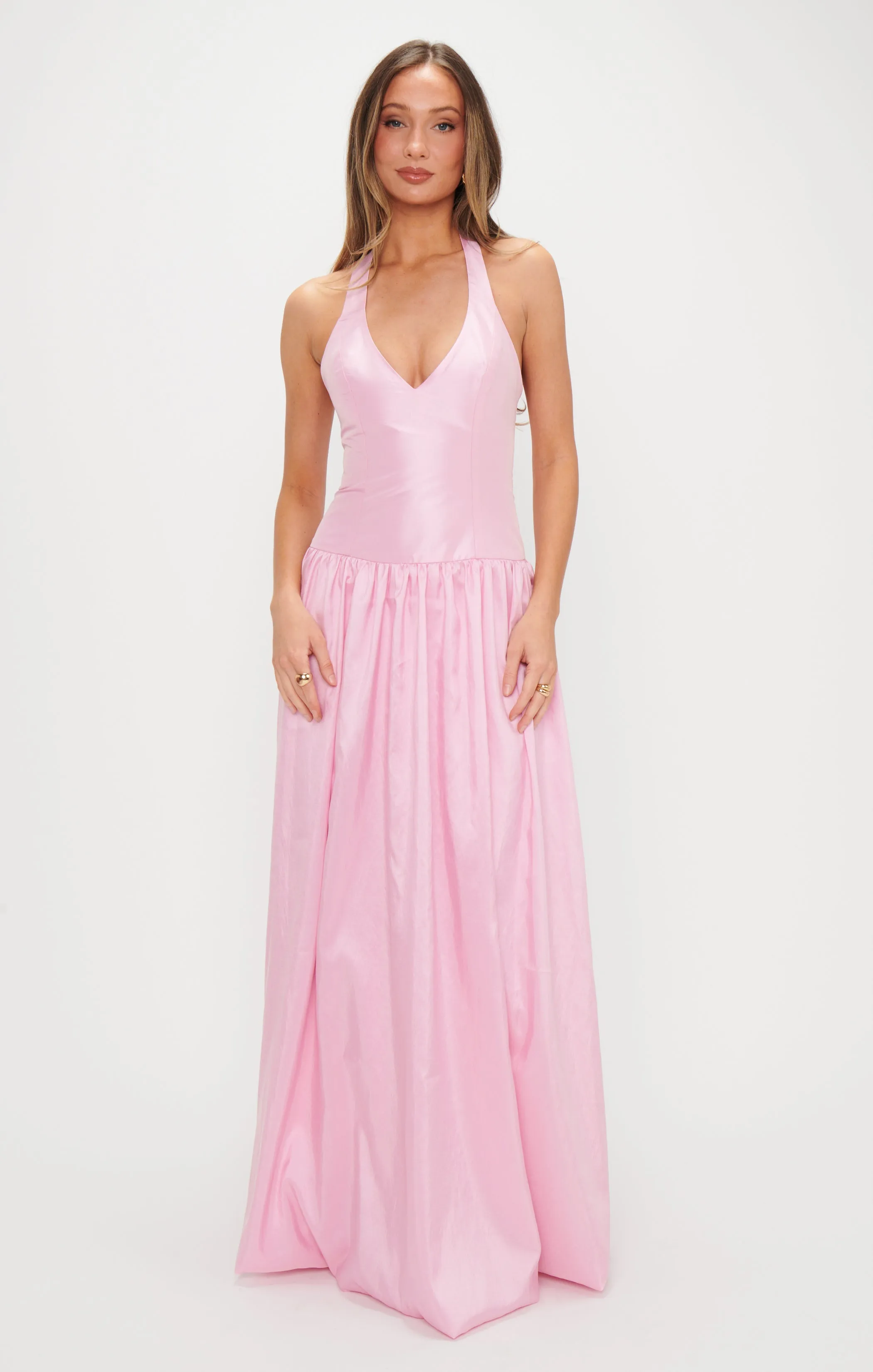 Eliza Maxi Dress ~ Light Pink Light Taffeta