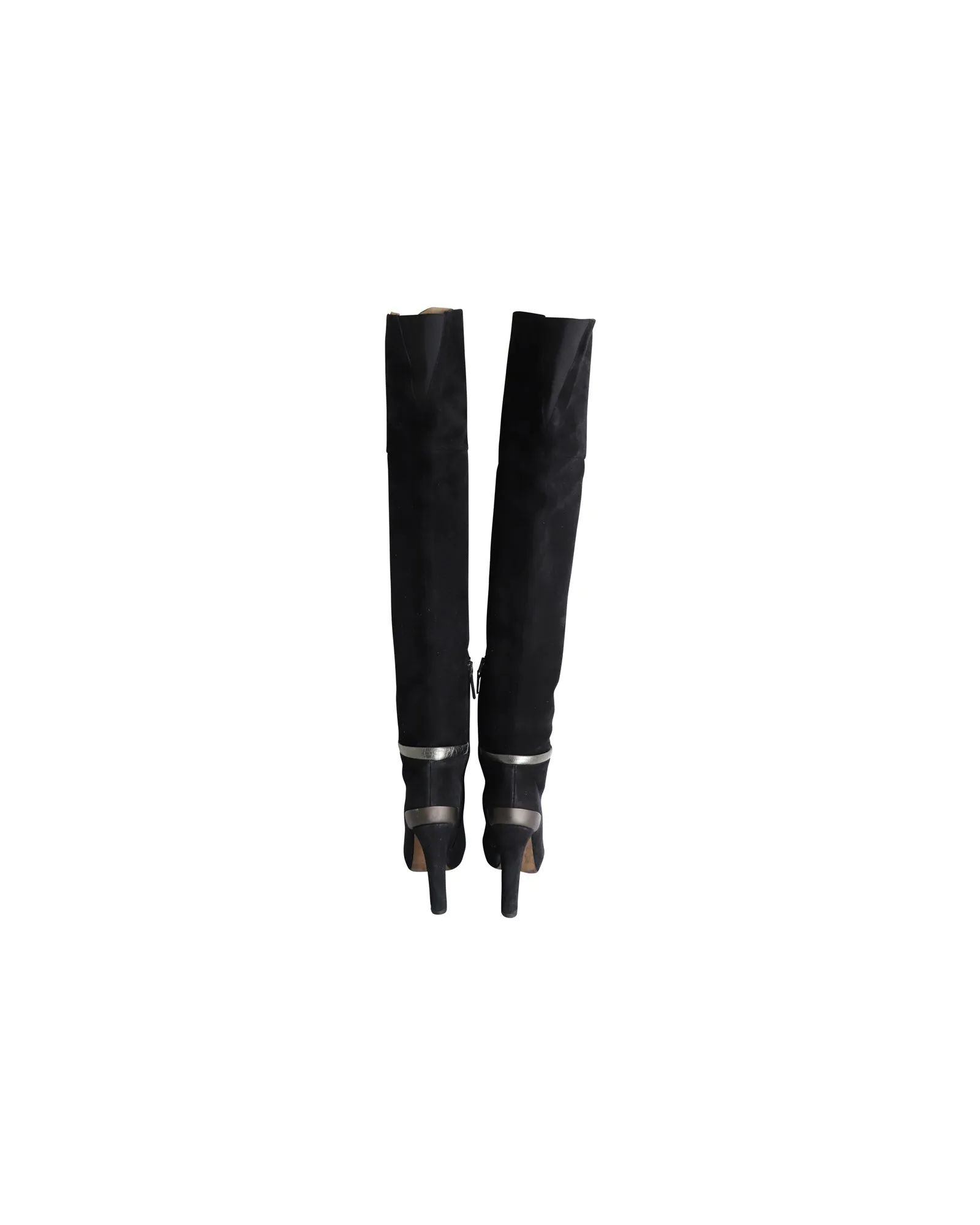Fendi Over-the-Knee Heeled Boots in Black Suede