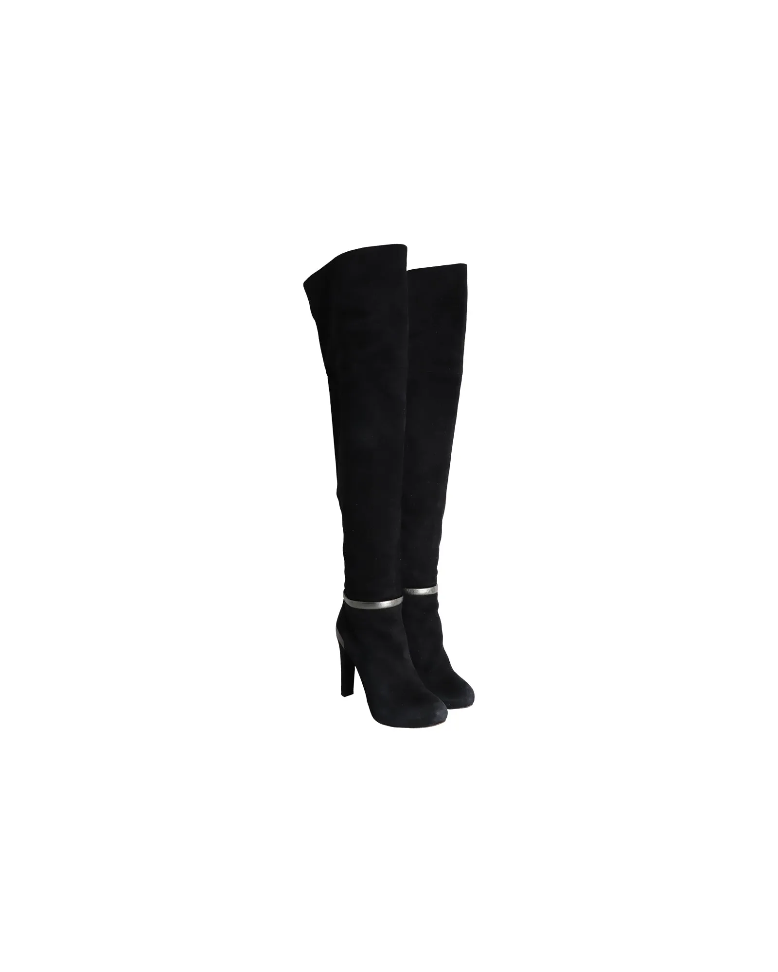 Fendi Over-the-Knee Heeled Boots in Black Suede