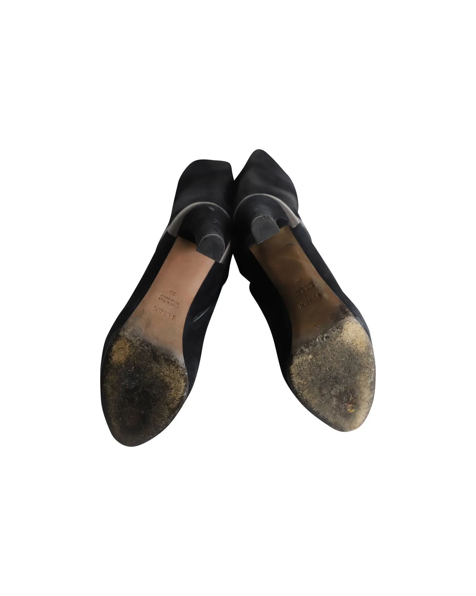 Fendi Over-the-Knee Heeled Boots in Black Suede