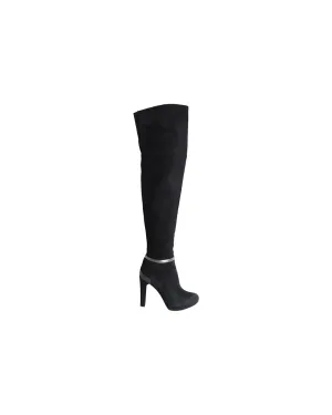Fendi Over-the-Knee Heeled Boots in Black Suede