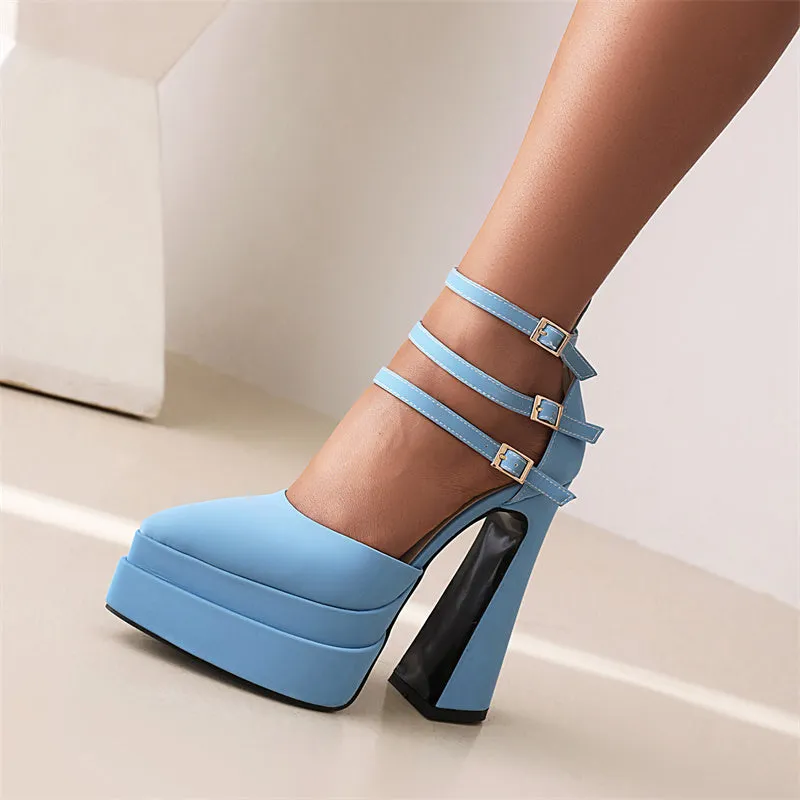 Foster Light Blue Platform Heels