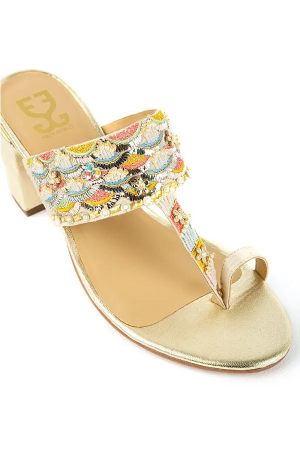 Gold Struck - Kolha Block Heels : Limited edition