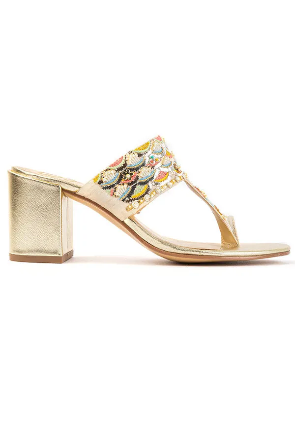 Gold Struck - Kolha Block Heels : Limited edition