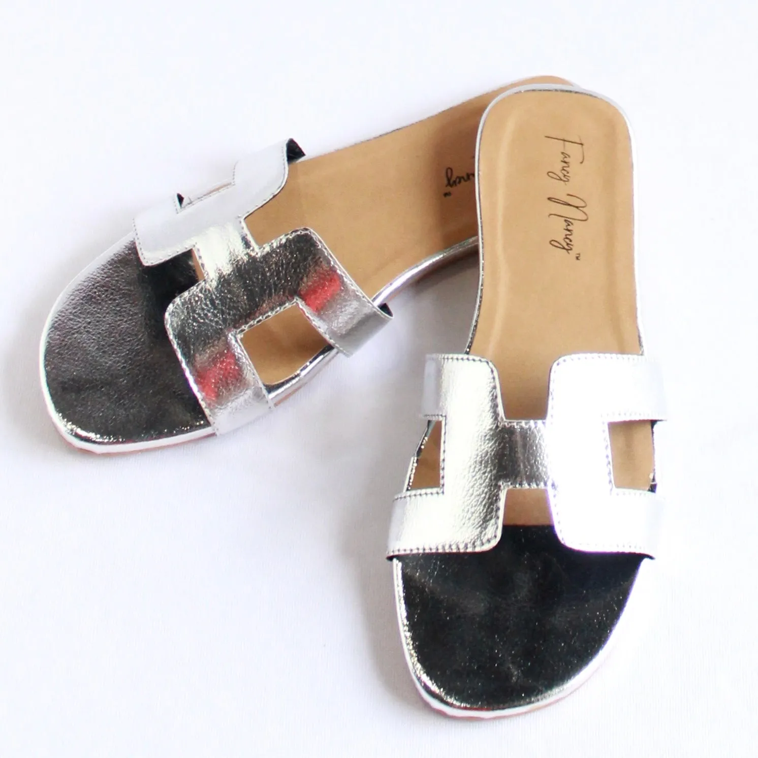 H Style Flats - Silver