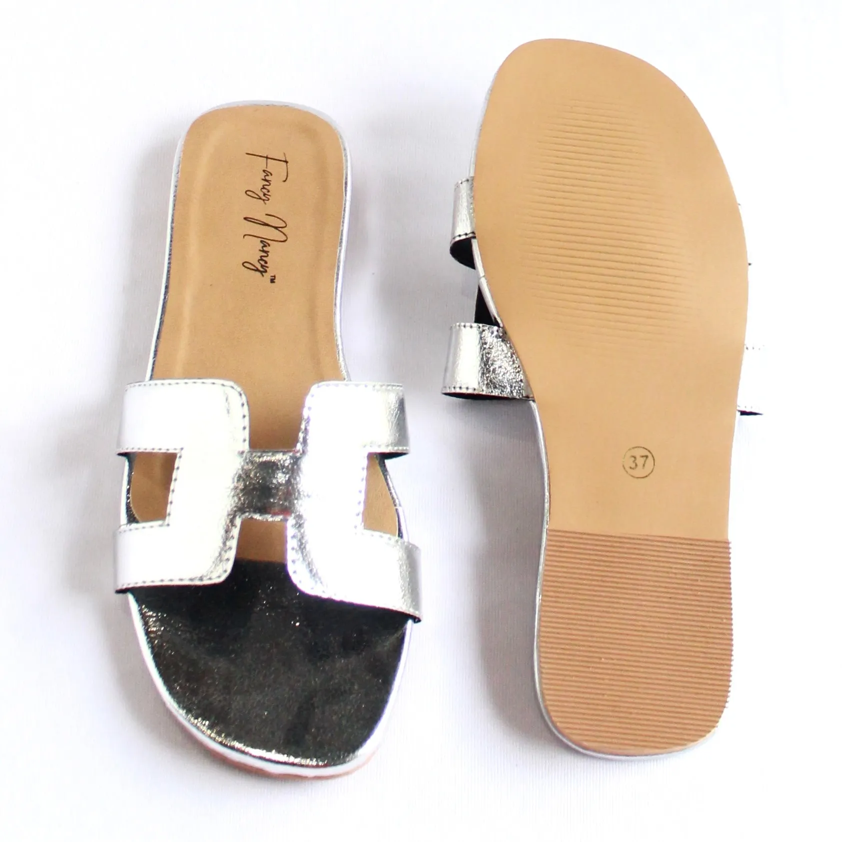 H Style Flats - Silver