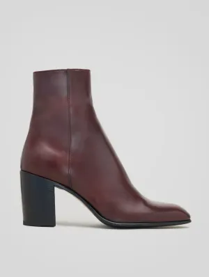 JANIS 80MM ANKLE BOOT IN BURGUNDY CALFSKIN - Woman