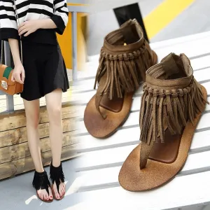 Luxury Studded Sandals – Fashion Women's Flip Flops with Low Heel, Tassel Summer Roman Shoes, Corrective Tassel Boots, New Style