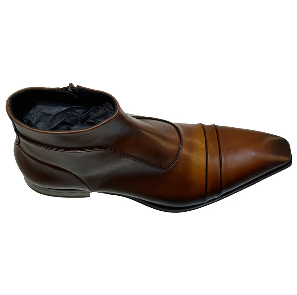 Men's Italian Shoes Jo Ghost 3239 Brown Leather Formal Ankle Boots
