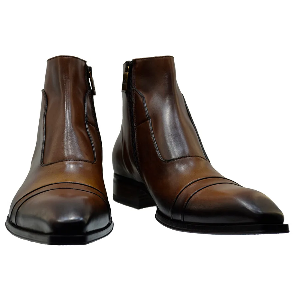 Men's Italian Shoes Jo Ghost 3239 Brown Leather Formal Ankle Boots