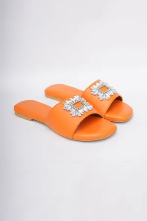 Orange Brooch Embroidered Flats