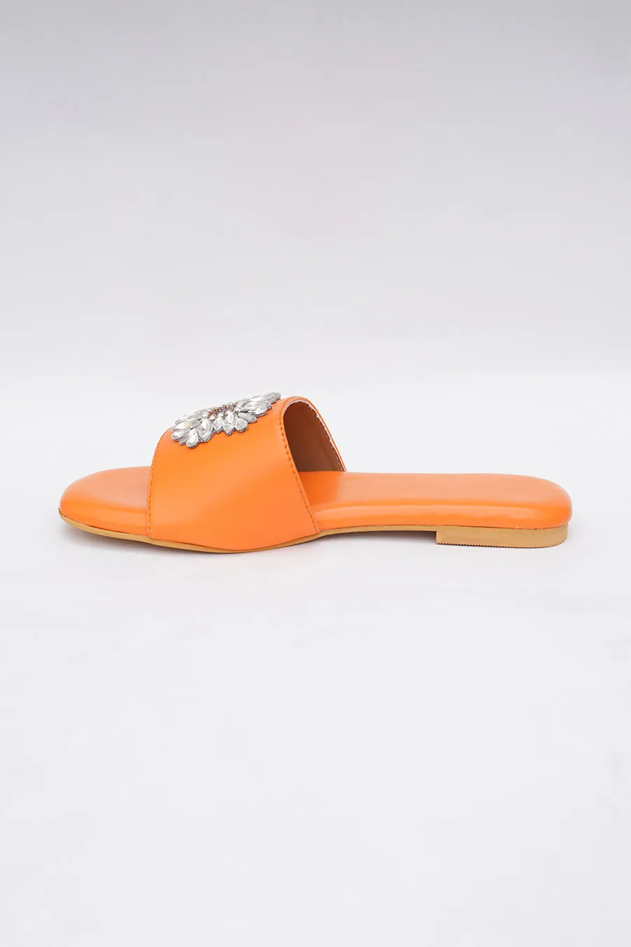 Orange Brooch Embroidered Flats