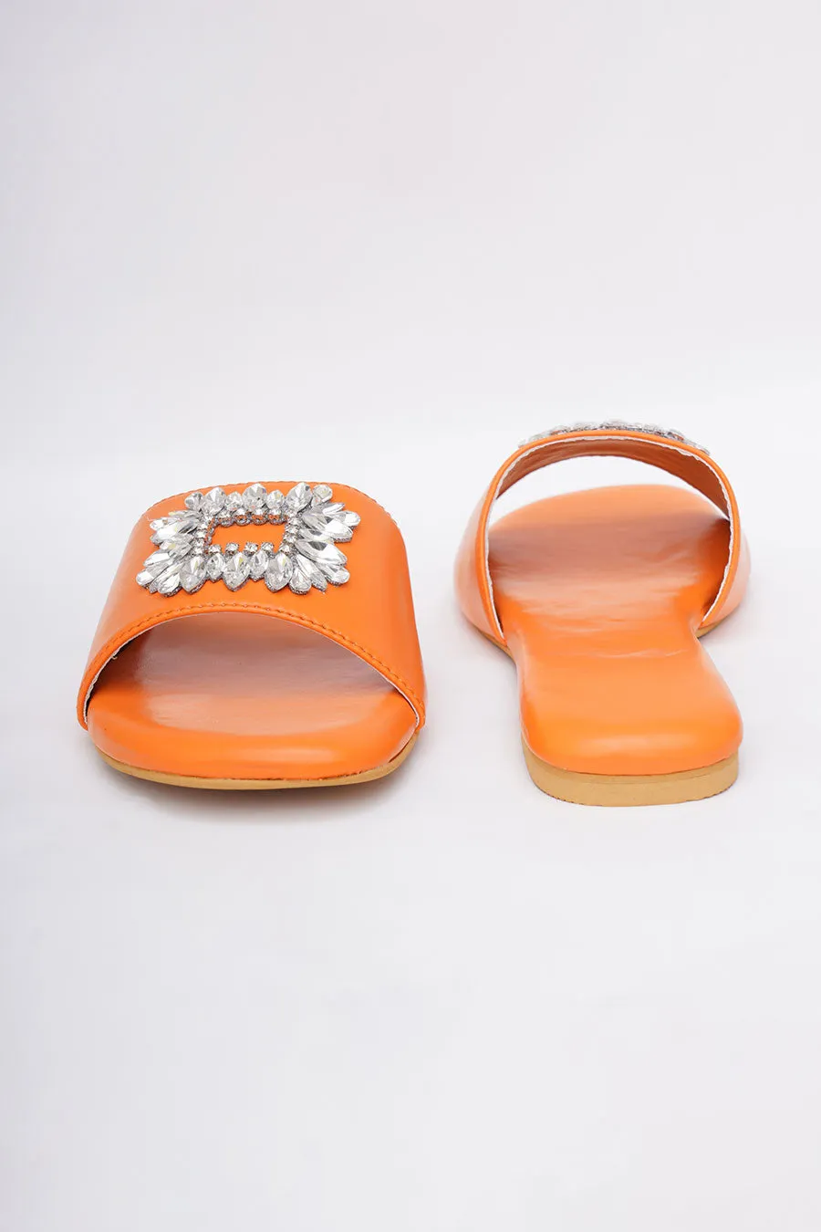 Orange Brooch Embroidered Flats