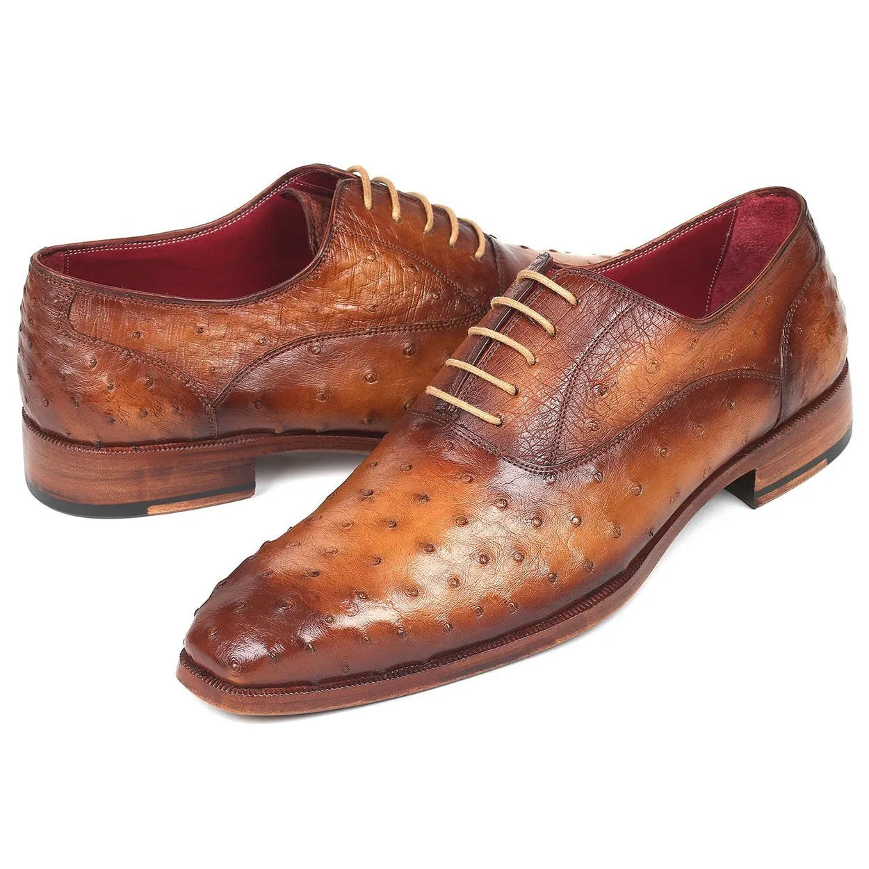 Paul Parkman Men's Brown Genuine Ostrich Oxfords 257XS-CML (PM6148)