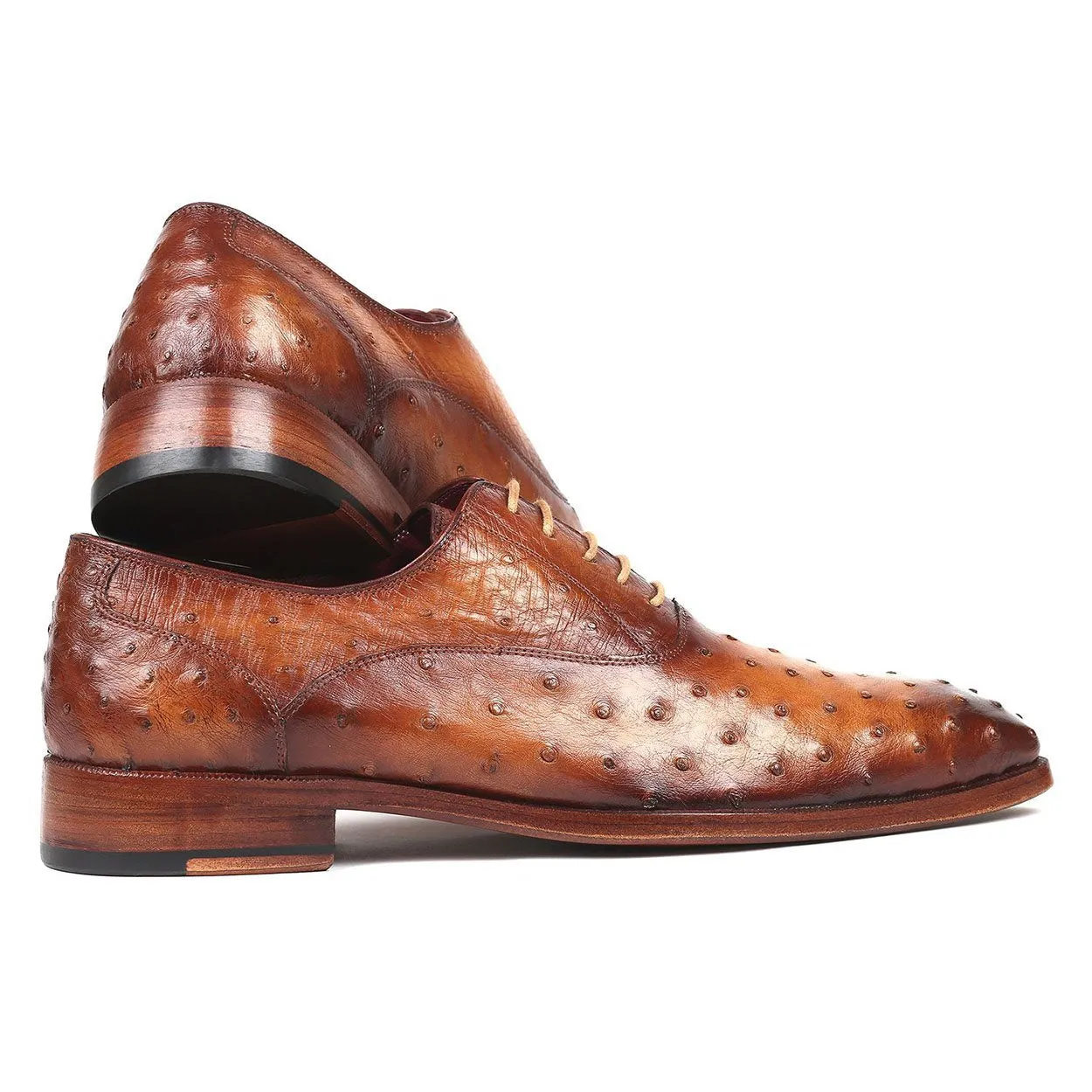 Paul Parkman Men's Brown Genuine Ostrich Oxfords 257XS-CML (PM6148)