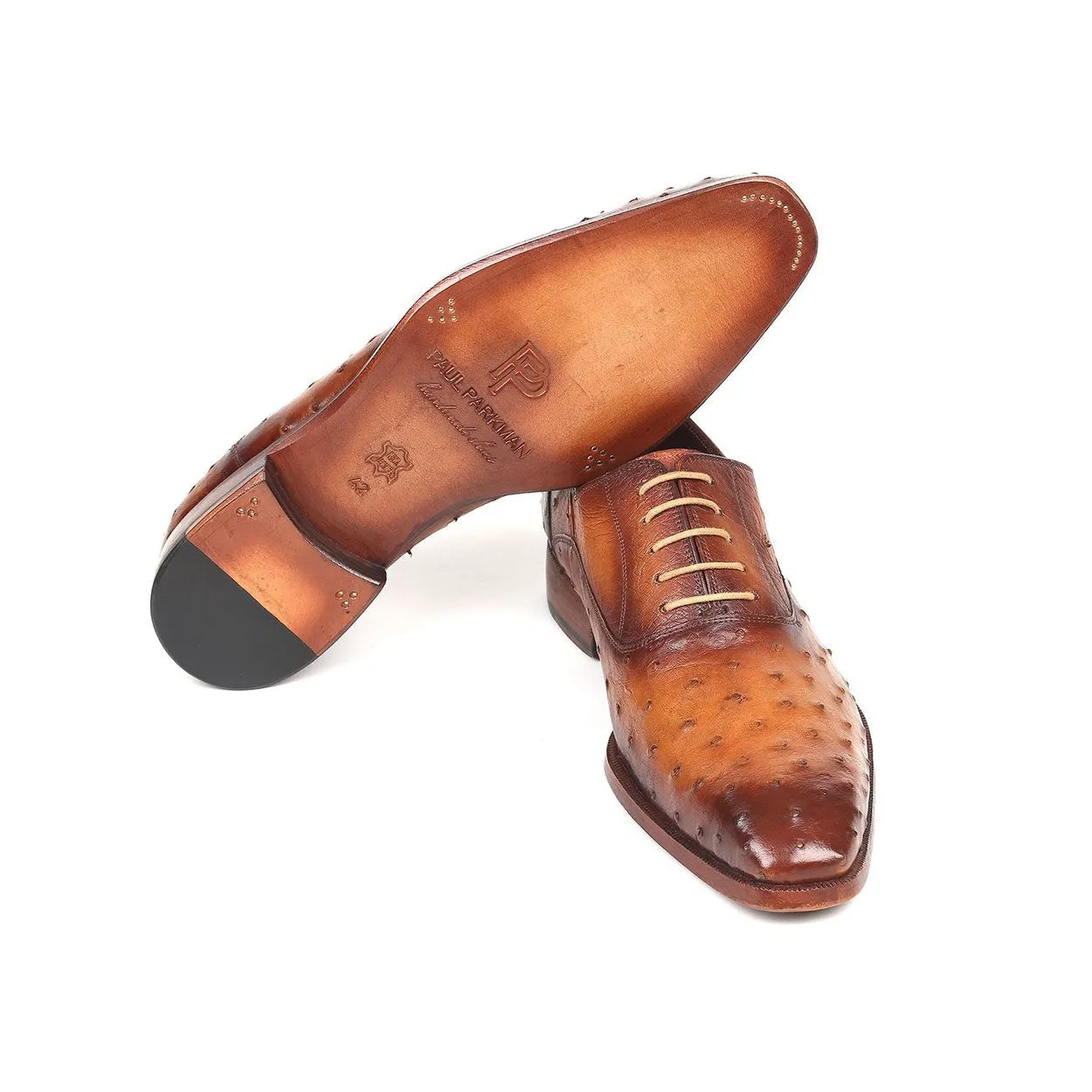 Paul Parkman Men's Brown Genuine Ostrich Oxfords 257XS-CML (PM6148)