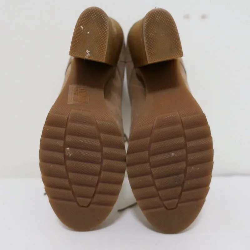 Prada Sport Desert Boots Beige Suede Size 38 High Heel Lace-Up Ankle Boots