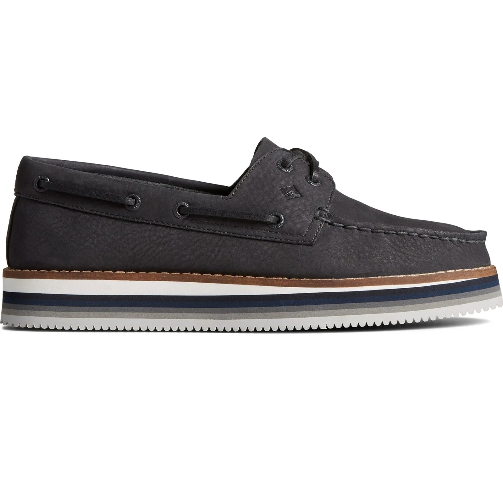 Sperry Womens Authentic Original Stacked Boat Shoes - Black