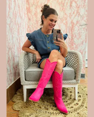 Tall Hot Pink Snip Toe Boot